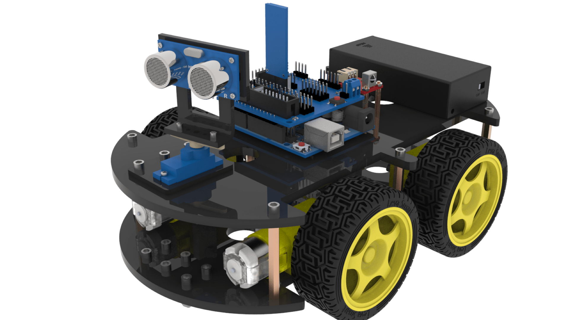 Une voiture robot noire assez harmonieuse.